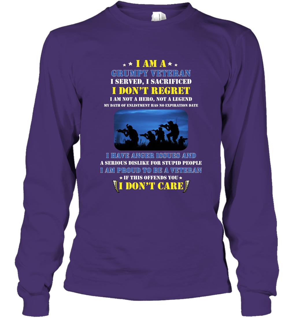 I Am A Grumpy Veteran I Served I Sacrificed I Dont Regret Shirt Long Sleeve T-Shirt Purple