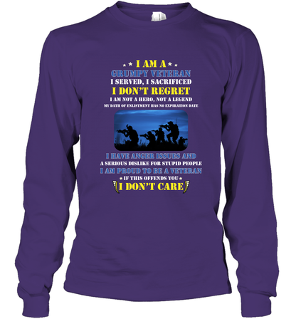 I Am A Grumpy Veteran I Served I Sacrificed I Dont Regret Shirt Long Sleeve T-Shirt Purple