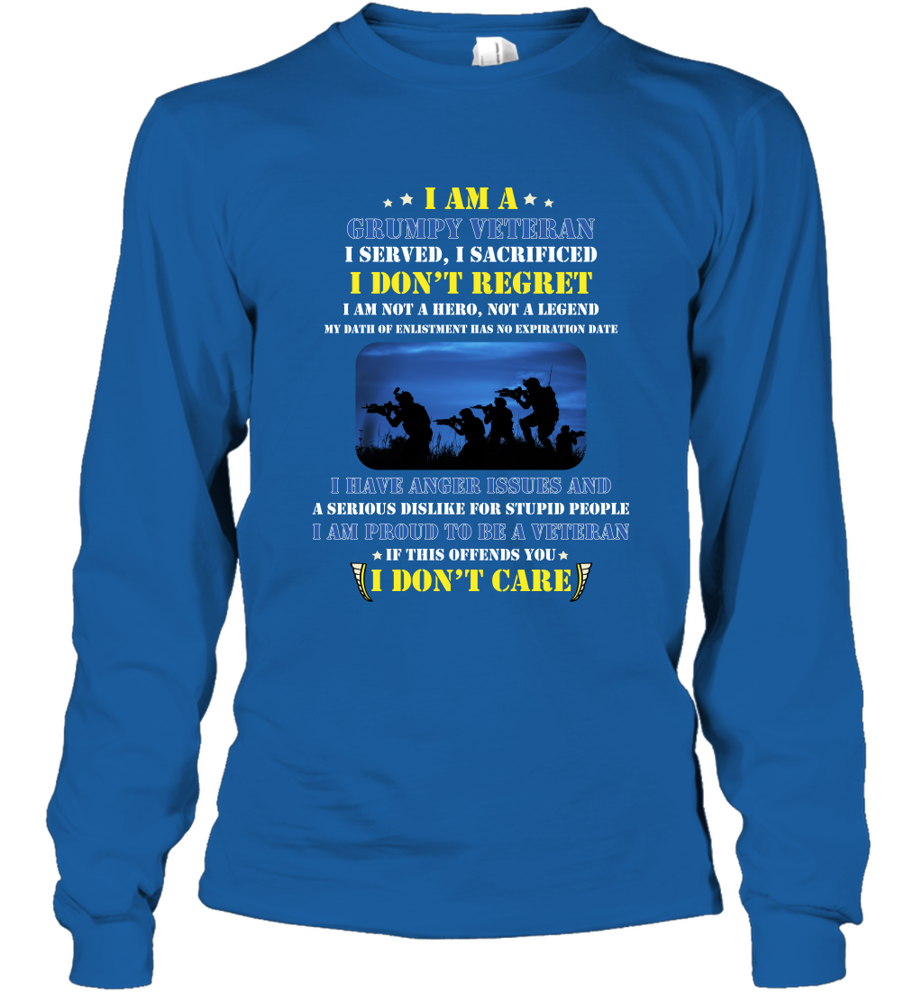 I Am A Grumpy Veteran I Served I Sacrificed I Dont Regret Shirt Long Sleeve T-Shirt Royal