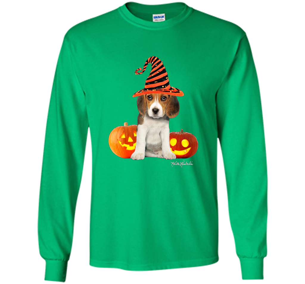 Cute Halloween Beagle Puppy Pumpkins T-shirt Irish Green
