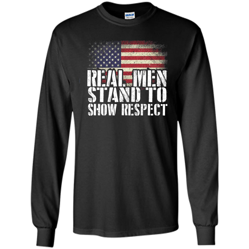 Military T-shirt Real Men Stand To Show Respect Black