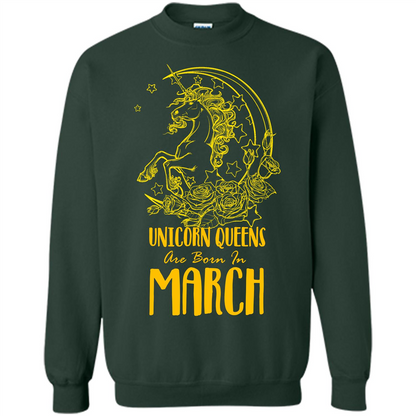 March Unicorn T-shirt Unicorn Queens Are Born In March Forest Green