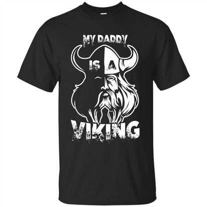 Family T-shirt My Daddy Is A Viking T-shirt Black