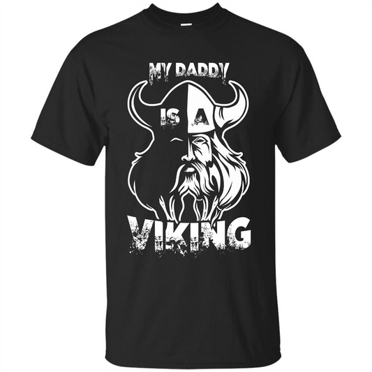 Family T-shirt My Daddy Is A Viking T-shirt Black