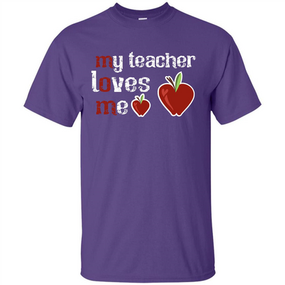 Student T-shirt My Teacher Loves Me T-shirt Purple