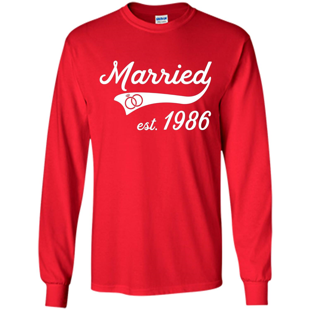 Married Since 1986 T-shirt Wedding Anniversary T-Shirt Red