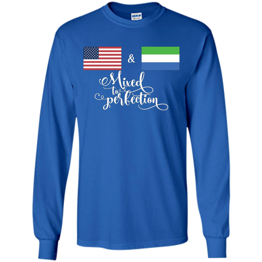 American + Sierra Leone Mixed To Perfection Flag T-Shirt Royal