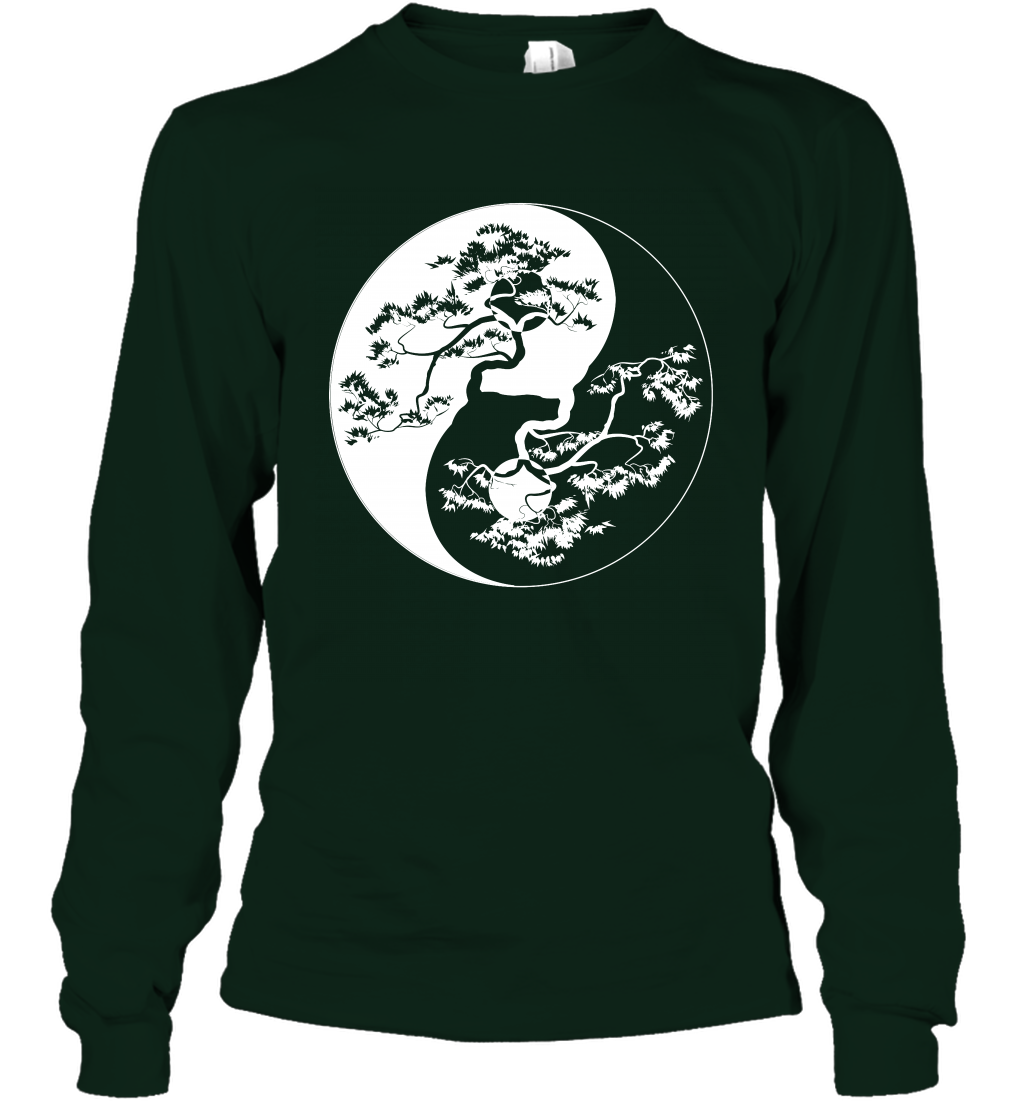 Yin Yang Tree Shirt Long Sleeve T-Shirt Long Sleeve T-Shirt Forest Green