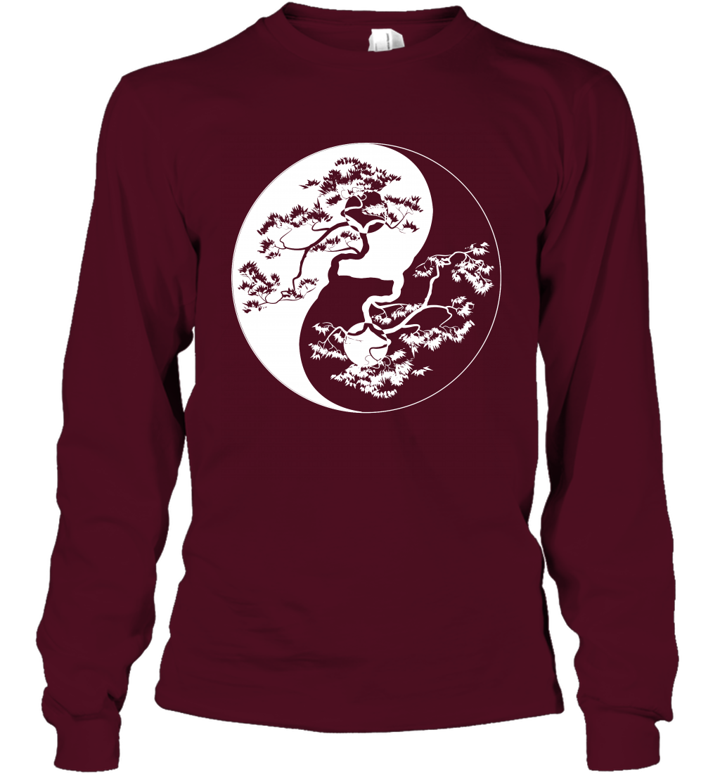 Yin Yang Tree Shirt Long Sleeve T-Shirt Long Sleeve T-Shirt Maroon
