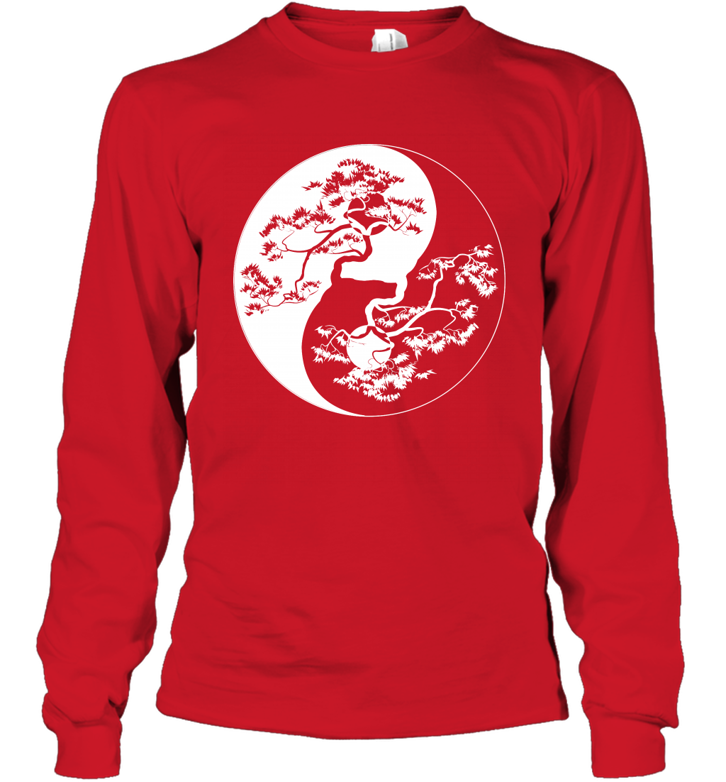 Yin Yang Tree Shirt Long Sleeve T-Shirt Long Sleeve T-Shirt Red