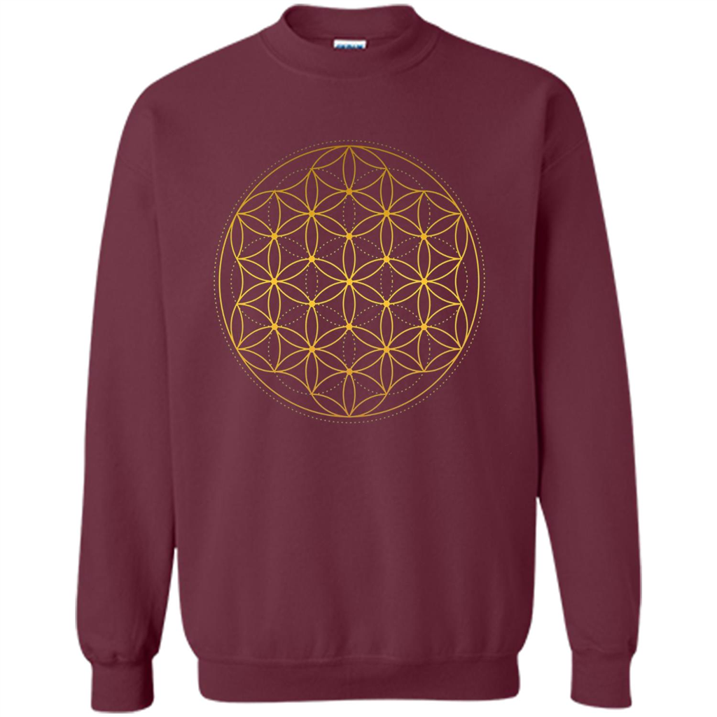 Beautiful Gold Sacred Geometry T-shirt Maroon