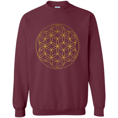 Beautiful Gold Sacred Geometry T-shirt Maroon