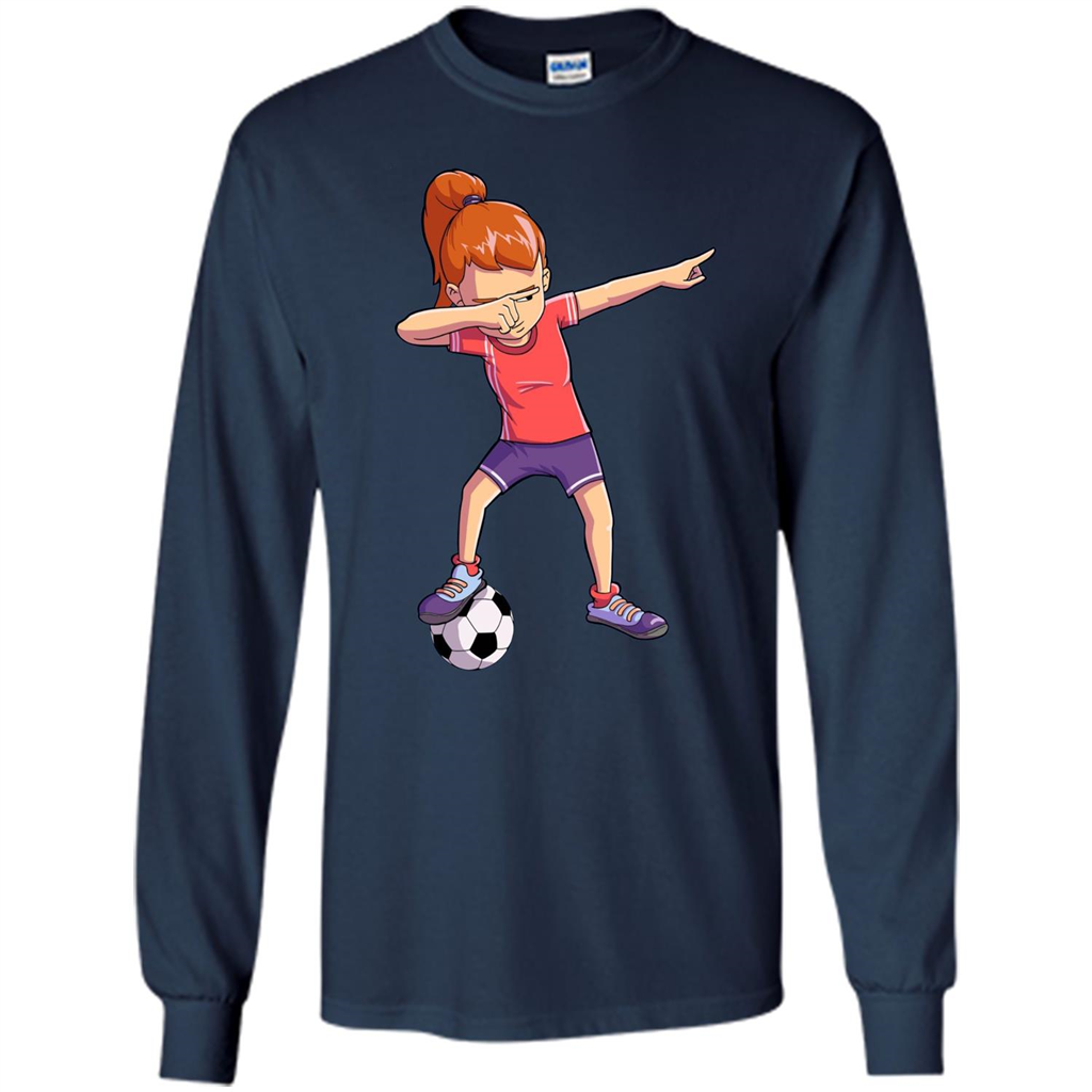 Dabbing Soccer Girl T-shirt Dab Dance T-shirt Navy