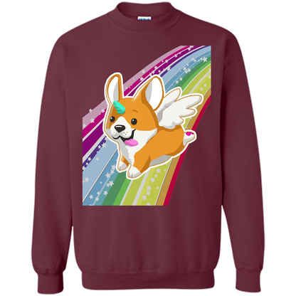 Rainbow Unicorg Corgi Lover T-shirt Maroon