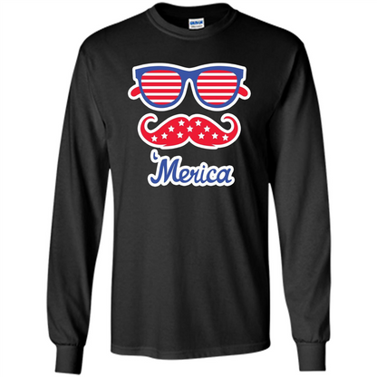 Merica Sunglasses Shirt Stars Stripes July 4th T-shirt Black