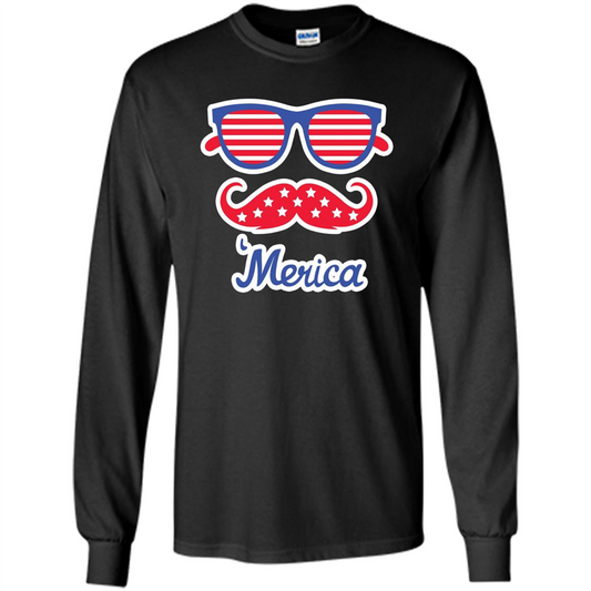 Merica Sunglasses Shirt Stars Stripes July 4th T-shirt Black