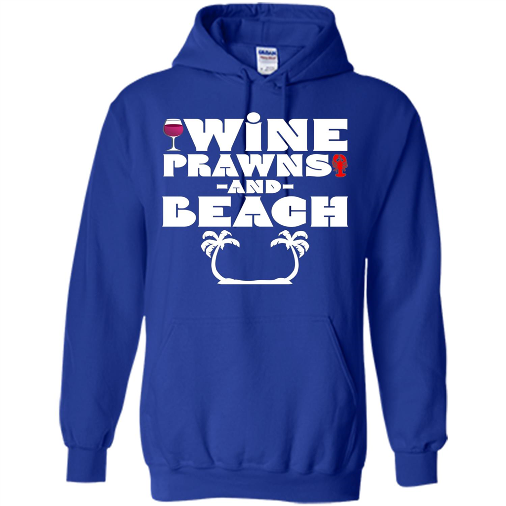 Wine Summer Time With Beach And Prawns T-Shirt Royal