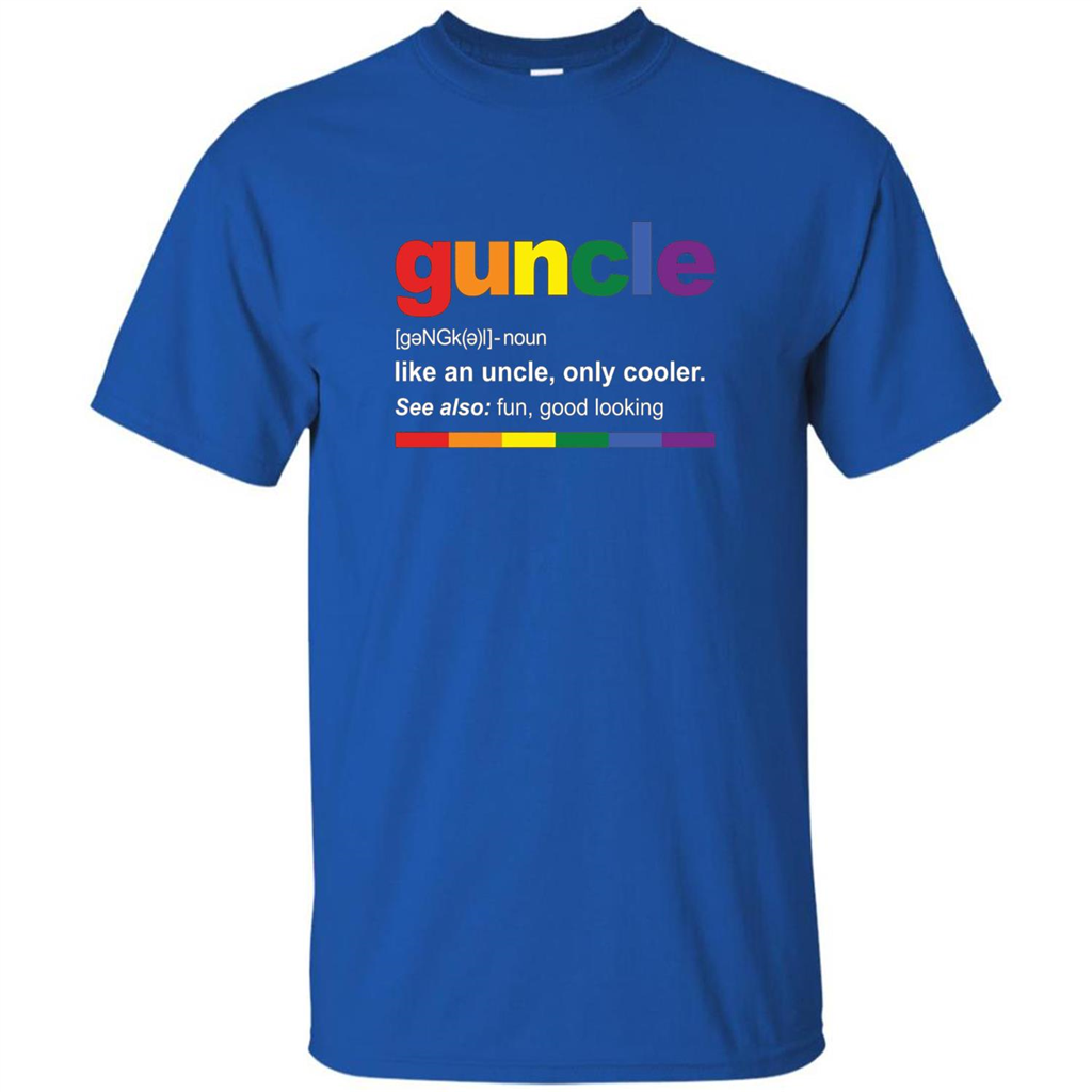 Mens Rainbow Guncle Definition T-Shirt Funny Gift For Gay Uncle Royal