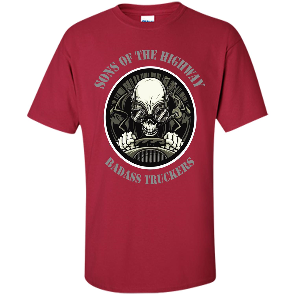 Trucker T-shirt Sons Of The Highway Badass Truckers T-shirt Cardinal