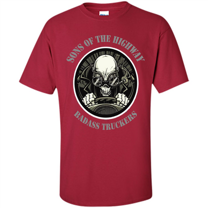 Trucker T-shirt Sons Of The Highway Badass Truckers T-shirt Cardinal