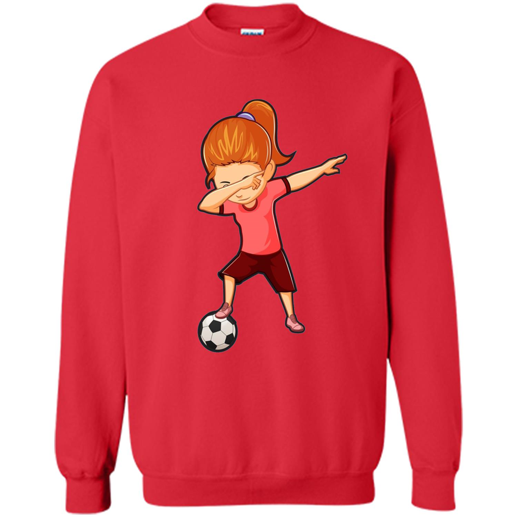 Soccer T-shirt For Girls Funny Dabbing Dab Dance Soccer Ball Red