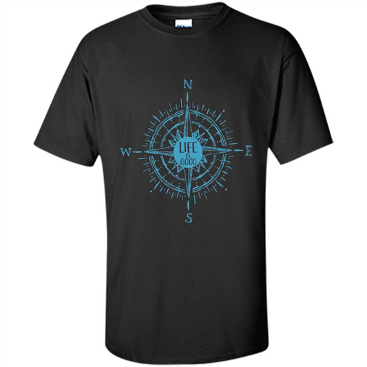 Life is Good - Compass Rose Nautical Sailing T-shirt Black