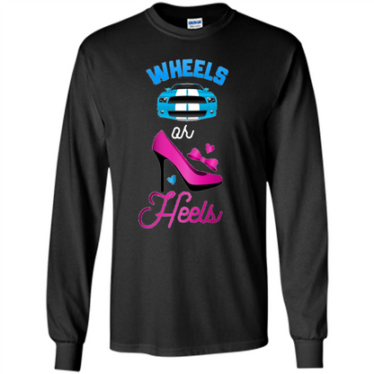 Wheels Or Heels We Love You Gender Reveal Party T-shirt Black