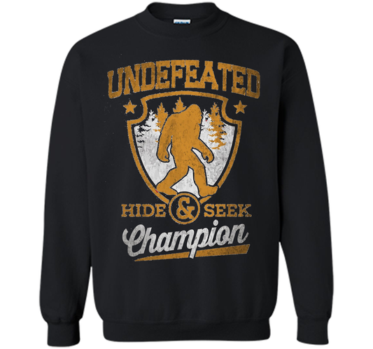 Bigfoot T-shirt Undefeated Hide &amp; Seek Sasquatch Yeti Gift T-shirt Black S