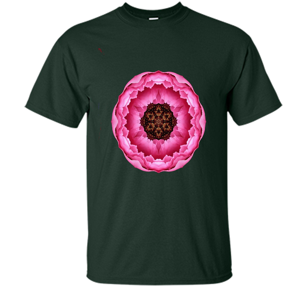 Joy Flower Mandala T-shirt With Inspirational Quotation Forest Green