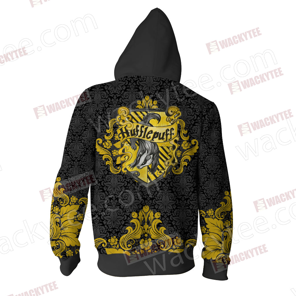 Loyal Like A Hufflepuff Harry Potter Wacky Style Zip Up Hoodie