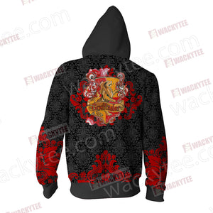 Brave Like A Gryffindor Harry Potter Wacky Style Zip Up Hoodie