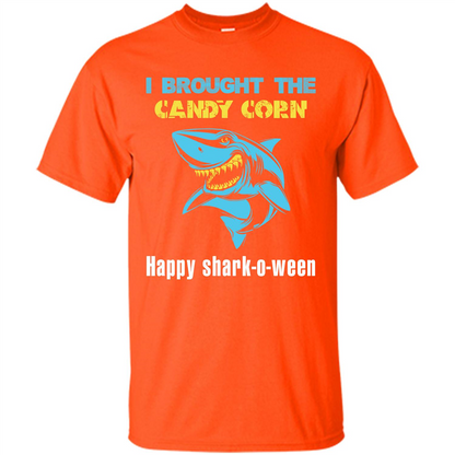 Shark T-shirt I Brought The Candy Corn Happy Shark-o-ween T-shirt Orange