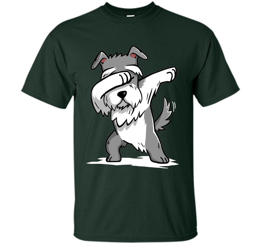Dog T-shirt Schnauzer Dabbing T-shirt Forest Green