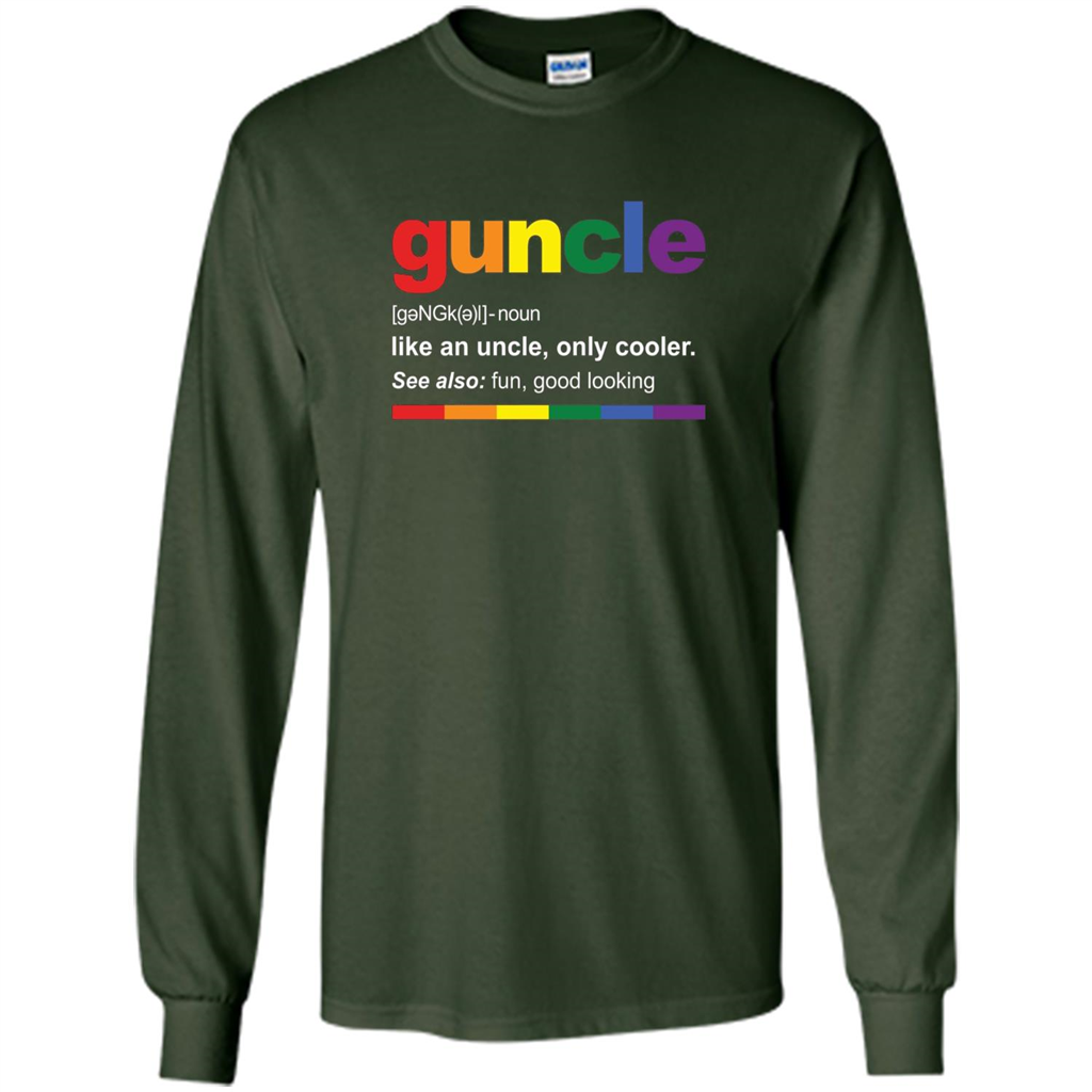 Mens Rainbow Guncle Definition T-Shirt Funny Gift For Gay Uncle Forest Green
