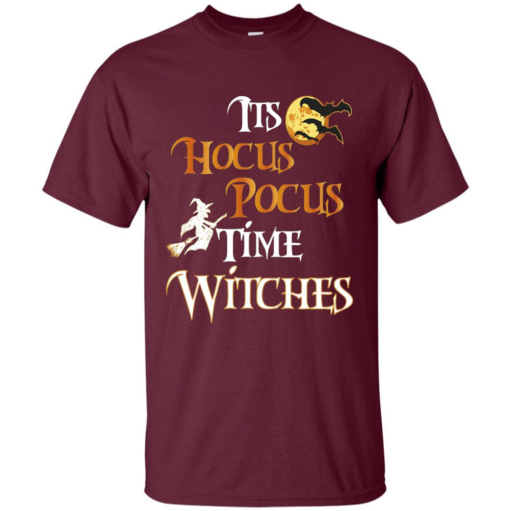 Halloween Witch T-shirt It's Hocus Pocus Time Witches Maroon