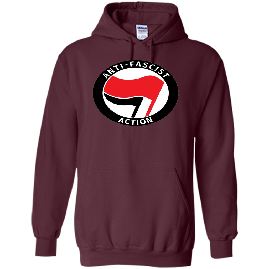 Anti - Fascist Action T-shirt Maroon
