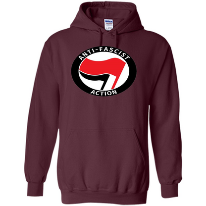 Anti - Fascist Action T-shirt Maroon