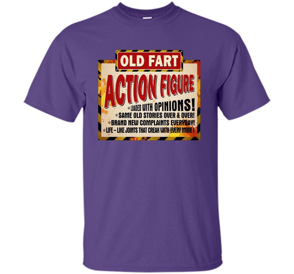 Old Fart Life Sized Action Figure T-shirt Purple