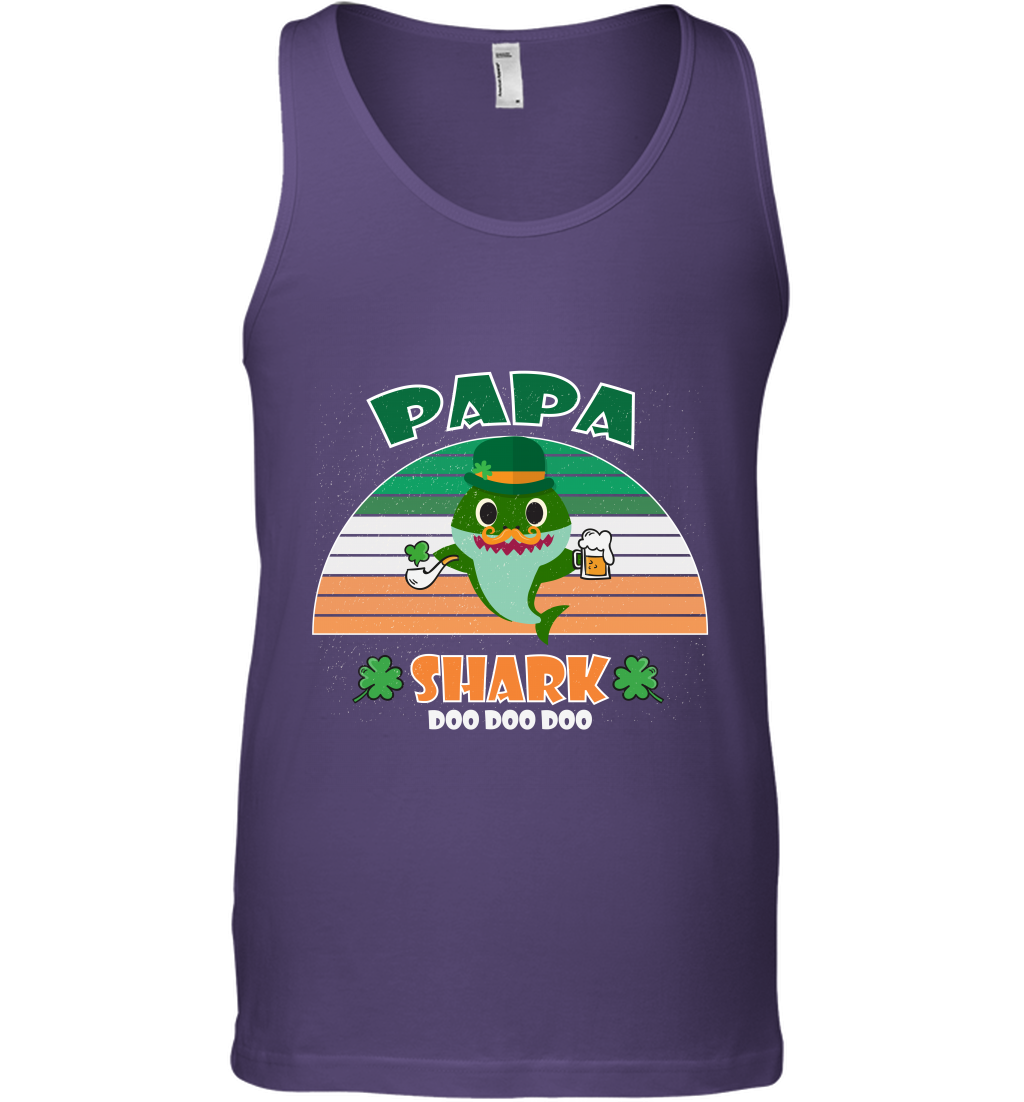 Irish Papa Shark Saint Patricks Day Family Shirt Tank Top Purple