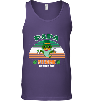 Irish Papa Shark Saint Patricks Day Family ShirtCanvas Unisex Ringspun Tank
