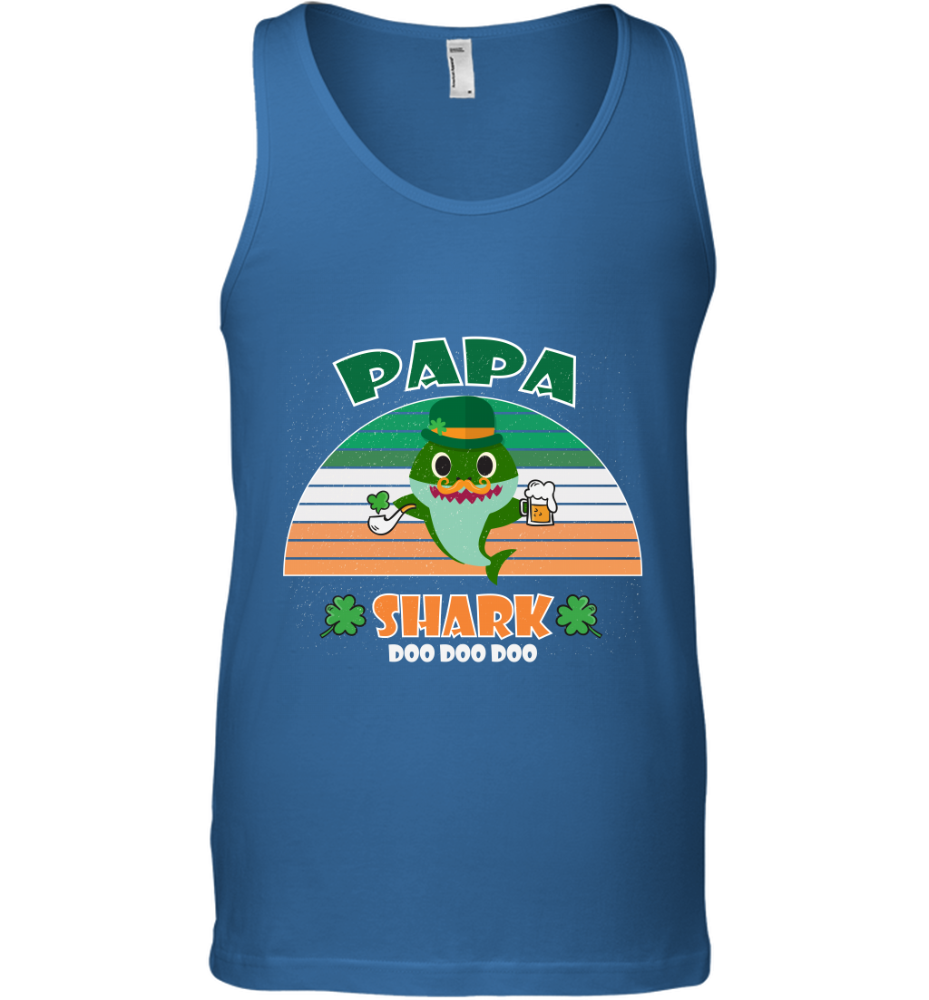 Irish Papa Shark Saint Patricks Day Family Shirt Tank Top Royal