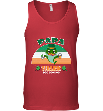Irish Papa Shark Saint Patricks Day Family Shirt Tank Top Red