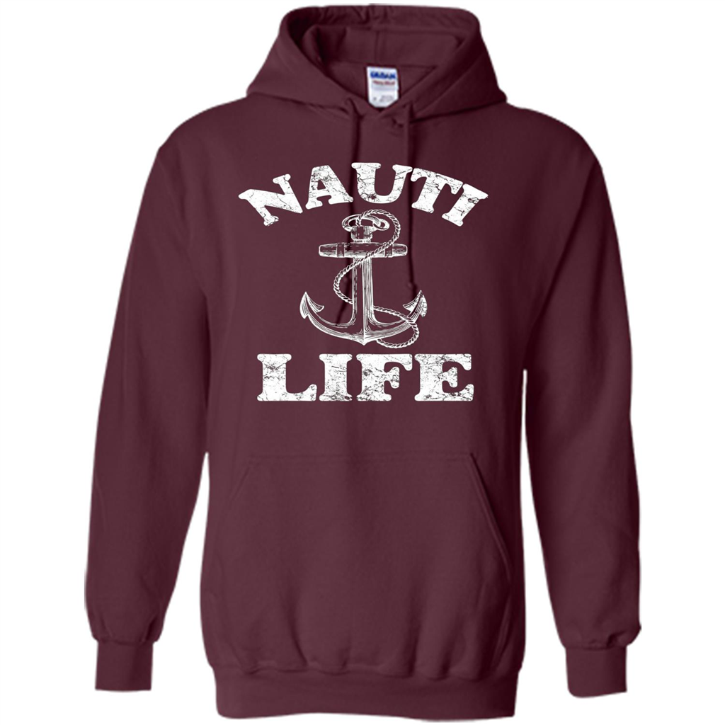 Nauti Life T-Shirt Funny Sailor Captain Ship Boating Maroon