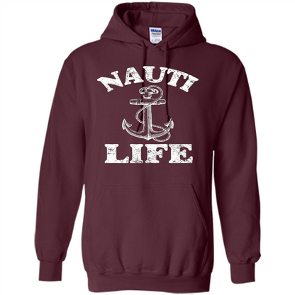 Nauti Life T-Shirt Funny Sailor Captain Ship Boating Maroon