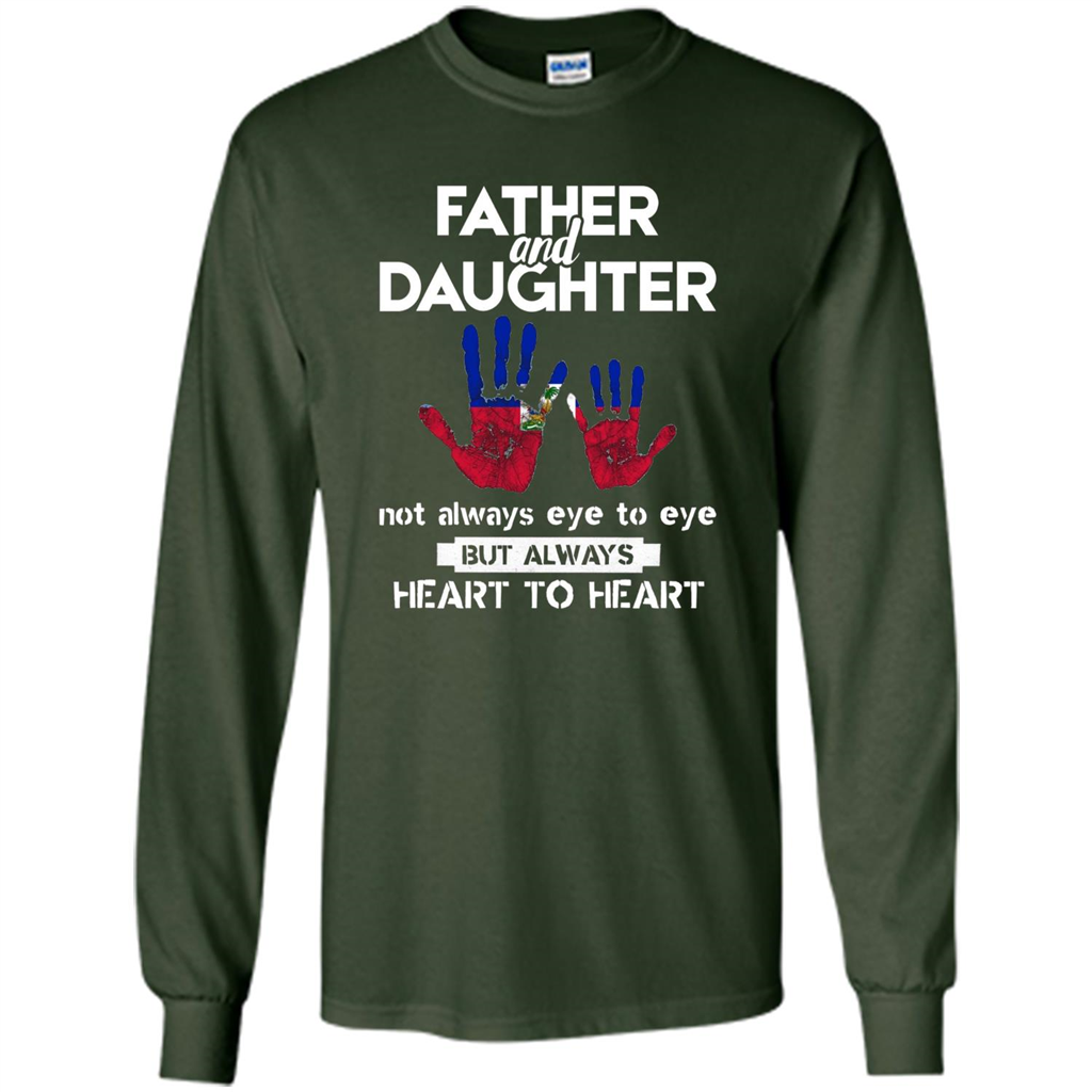 Father And Daughter Father's Day T-shirt Heart To Heart Forest Green