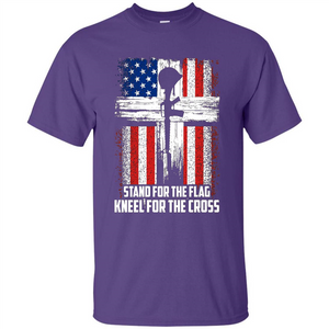 Military T-shirt Stand For The Flag Kneel For The Cross T-Shirt