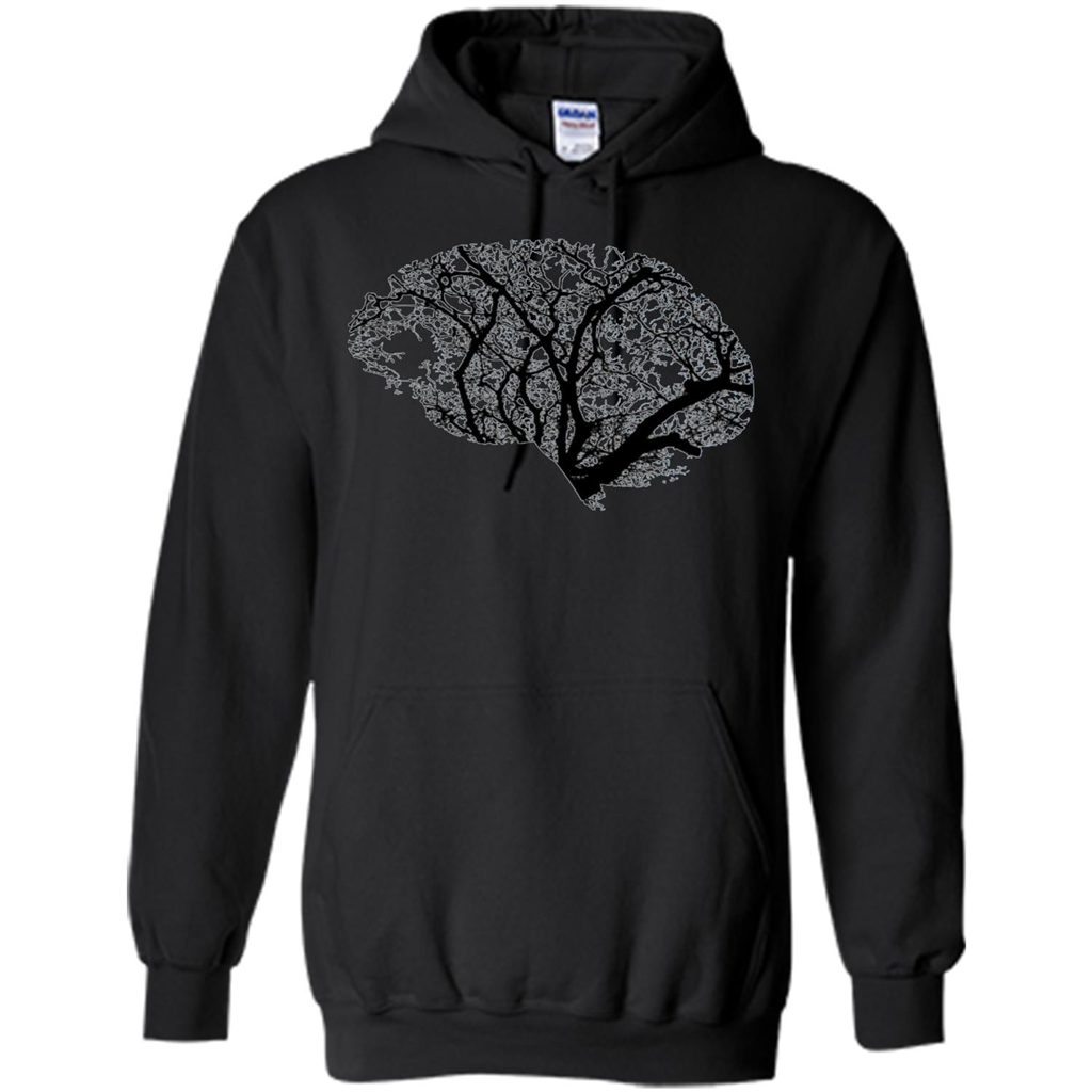 Science Nature T-Shirt Head Brain Tree Black