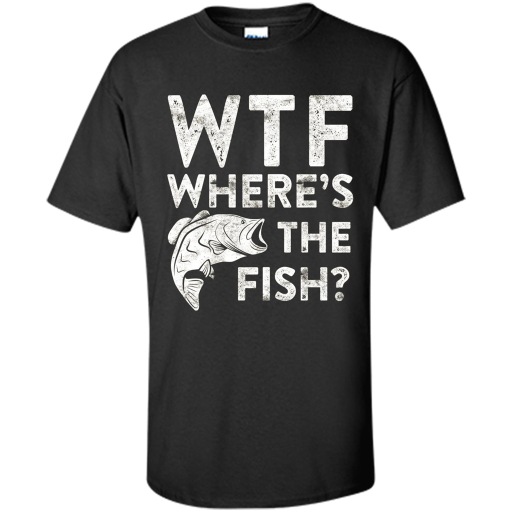 WTF Where's The Fish T-Shirt Funny Fisherman Gift Black