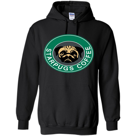 Starpugs Coffee T-shirt Pug Dog Lover T-shirt Black