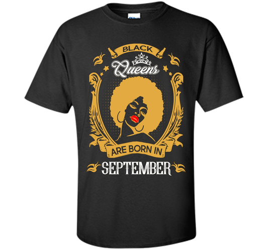September T-shirt Black Queens Are Born In September T-shirt Black